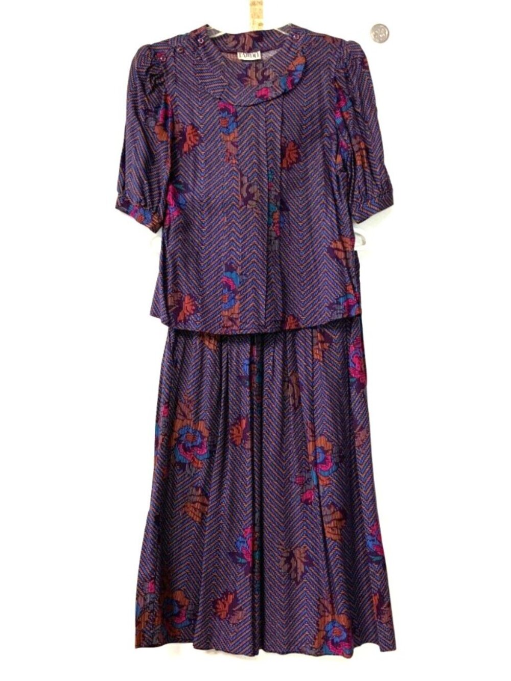 Vintage 2 Piece Dress Size 7-8 by Tattoo Blue & Brown